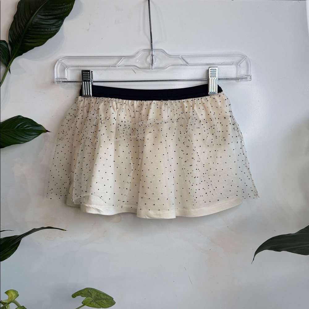 Zara Cream Mini Skirt with Black Polka Dots
